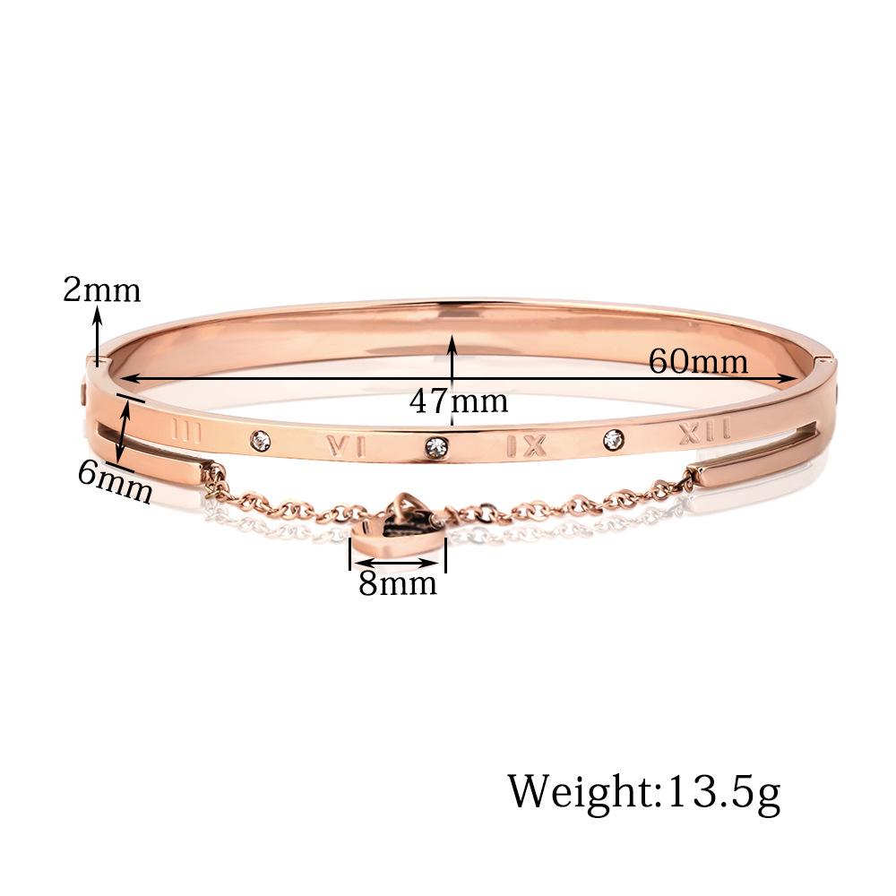 Ins Roman Numerals Long Chain Peach Heart Buckle Bracelet Rose Gold Women-Shaped Bracelet