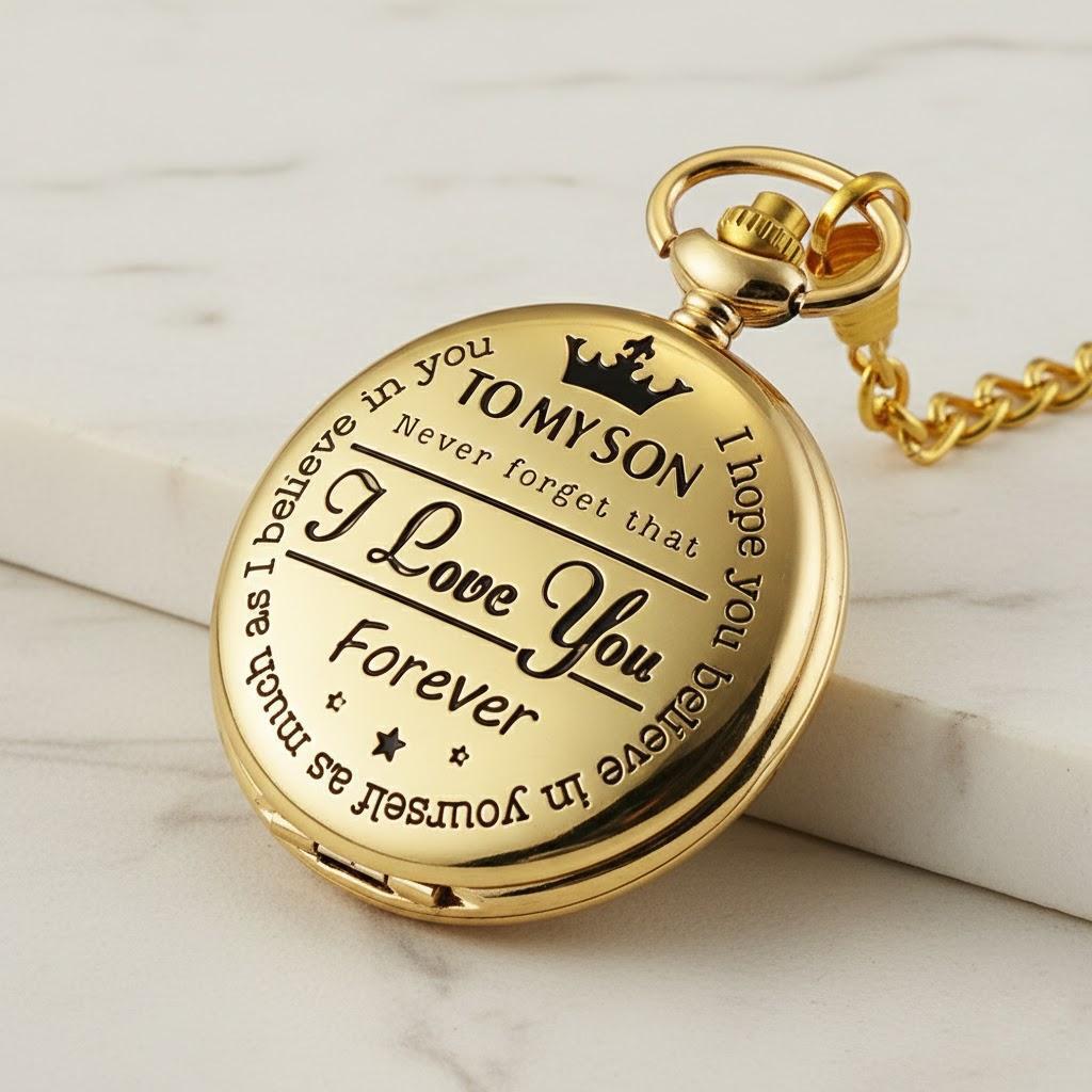 Vintage Round Pendant Pocket Watch for Son Roman Numeral Dial Chain Perfect Gift for Christmas Birthday Graduation