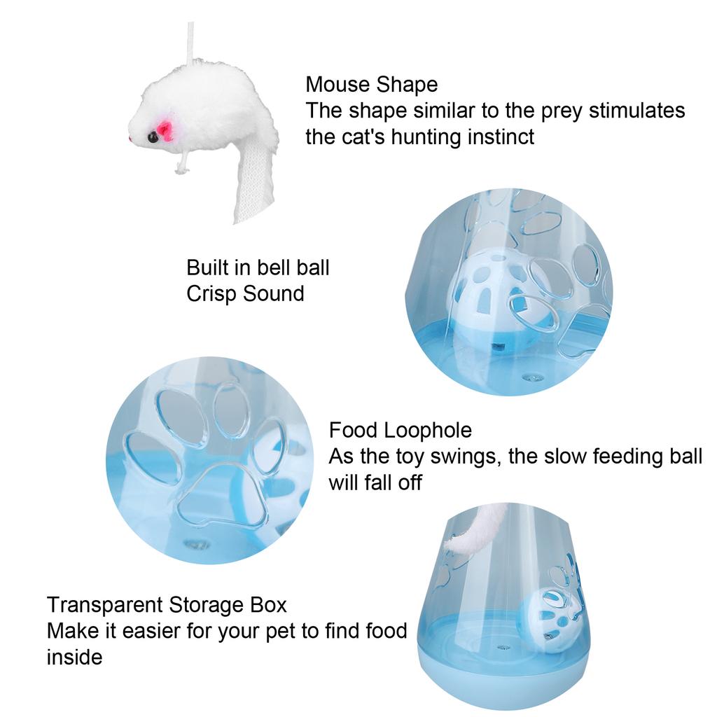 Cat Roly Poly Toy Cat Built In Bell Ball Interactive Snack Toy With Plush Mouse Cat Stick For Indoor Cats Kittens