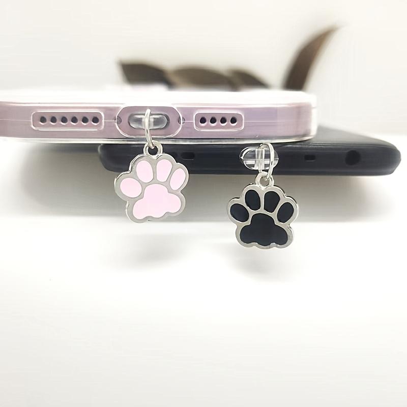 1pc PVC Anti-Dust Plug for Smartphones, Pet-Friendly Glossy Bear Paw Pendant, Decorative Mobile Phone Dust Cap Accessory