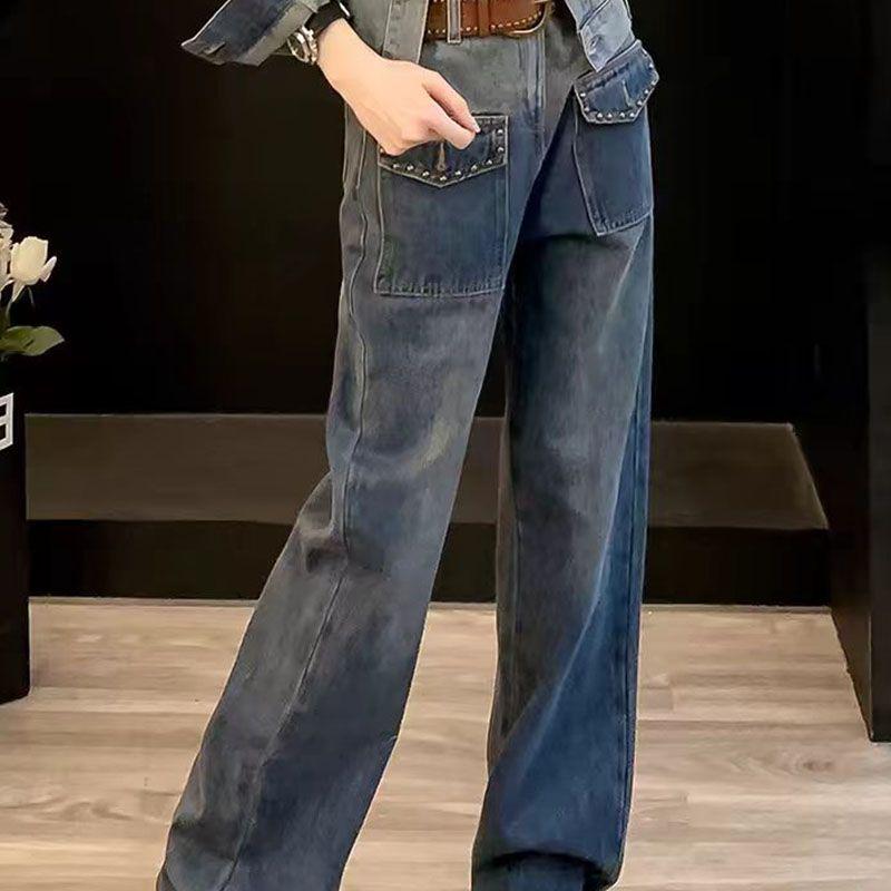 Premium Denim Jacket & Jeans Autumn Set: Fashionable Casual Two-Piece Ensemble