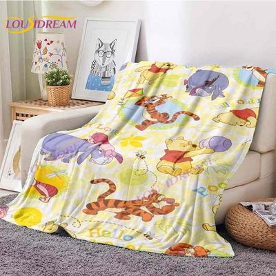 Honey Bear Blanket Winnie Bear Throw Blanket for Baby Kids Warm Cartoon Blanket Pig Blanket for Couch Sofa Bed Blanket Birthday Gifts
