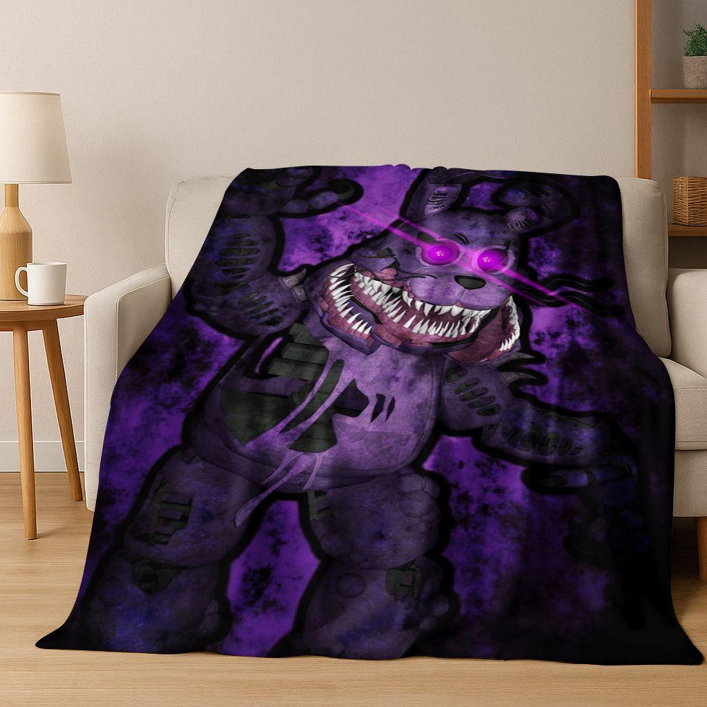 3D-Spiel F-FNAF Freddy Cartoon Flanelldecke für Bett Schlafzimmer Zimmer Wohnzimmer, Weiche Warme Überwurfdecke Camping Picknick Geschenk Kinder