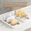 Xiaobudian Soap Holder, Stainless Steel Drain Tray, Wave Shaped 2-3 Soaps Sponge Organizer for Bathroom Shower Kitchen Countertops