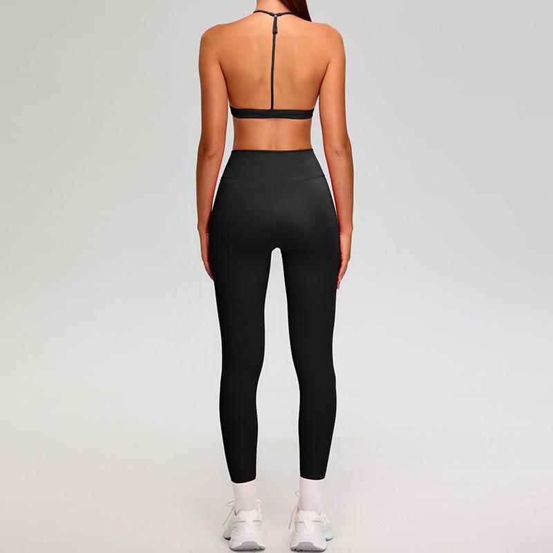 New Tight T-Shaped Back Yoga Suit Set, Elastic High Waist Fitness Suit, Running Speed Drying Fitness Suit