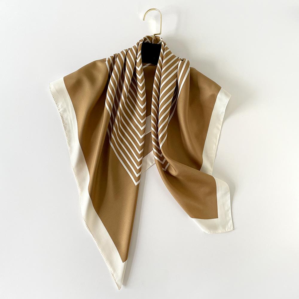 

Versatile Printed Large Square Scarf for Women Professional Decorative Scarf Spring and Summer Imitation Silk Scarf Literary Decorative Scarf 90*90cm