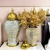 Home Decor Platinum Ginger Jar Vase Nordic Living Room Home Decoration Bedroom Living Room Ginger Jar Decoration Jar Flower Pot