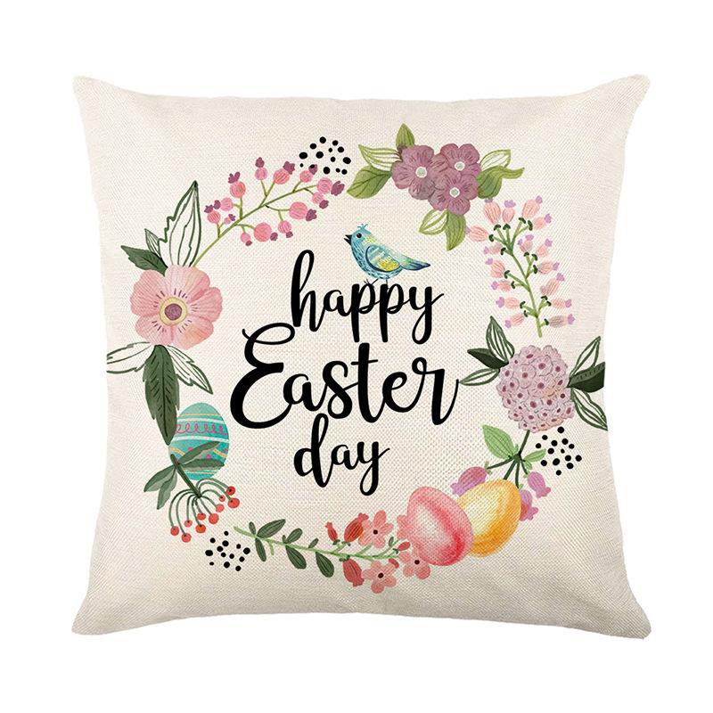 New Easter Pillow Case Rabbit Easter Egg Spring Pillow Home Cushion Cover Pillow