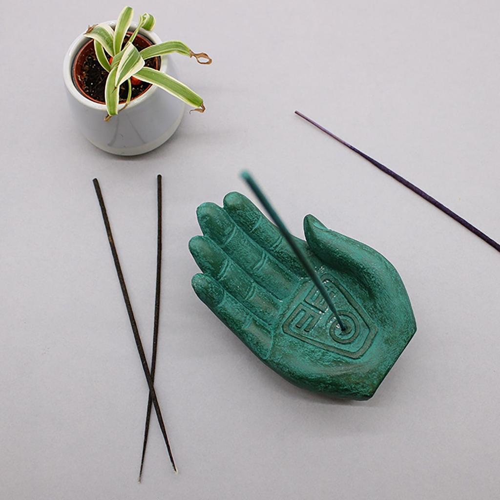 Incense Burner Stone Hand Earth Protect Green