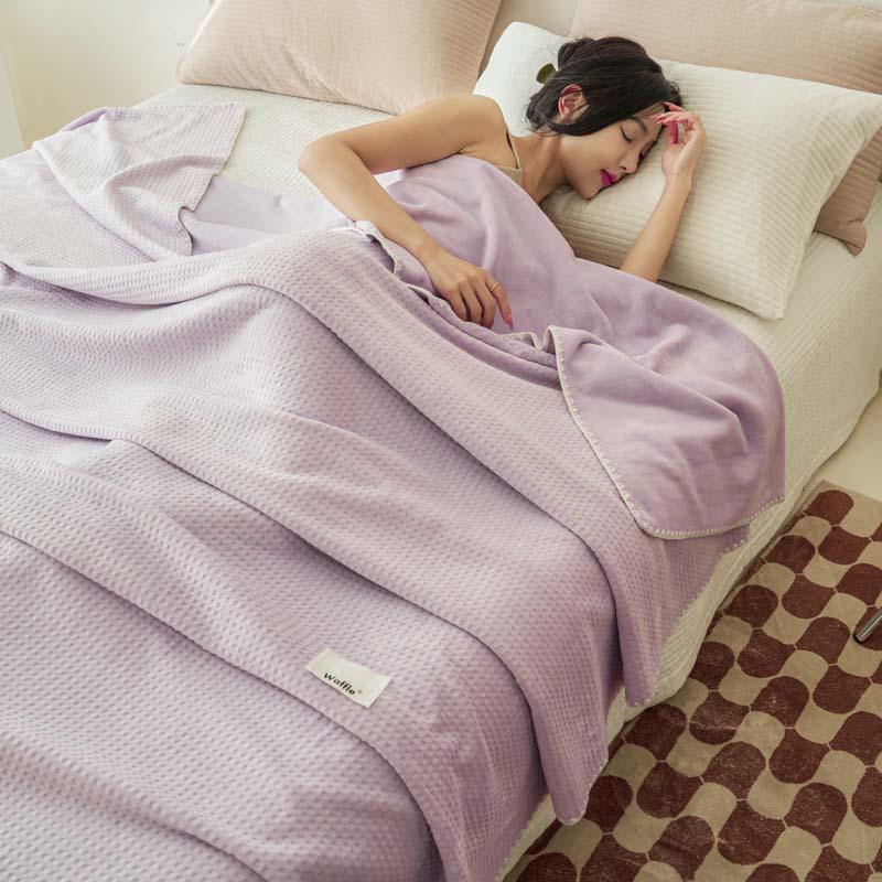 Plush Velvet Waffle Blanket - Thick Winter Throw for Bed, Sofa, or Office Nap.