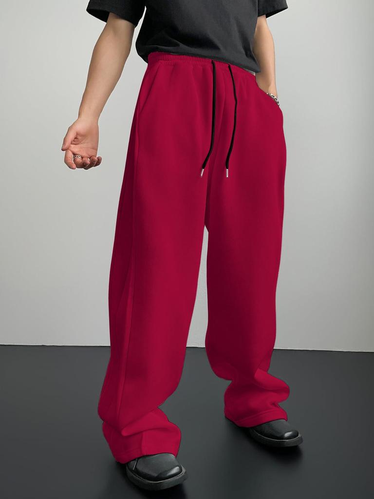 Men's Loose Fit Sweatpants with Drawstring Waist, Straight Wide Legs & Pockets Sportswear