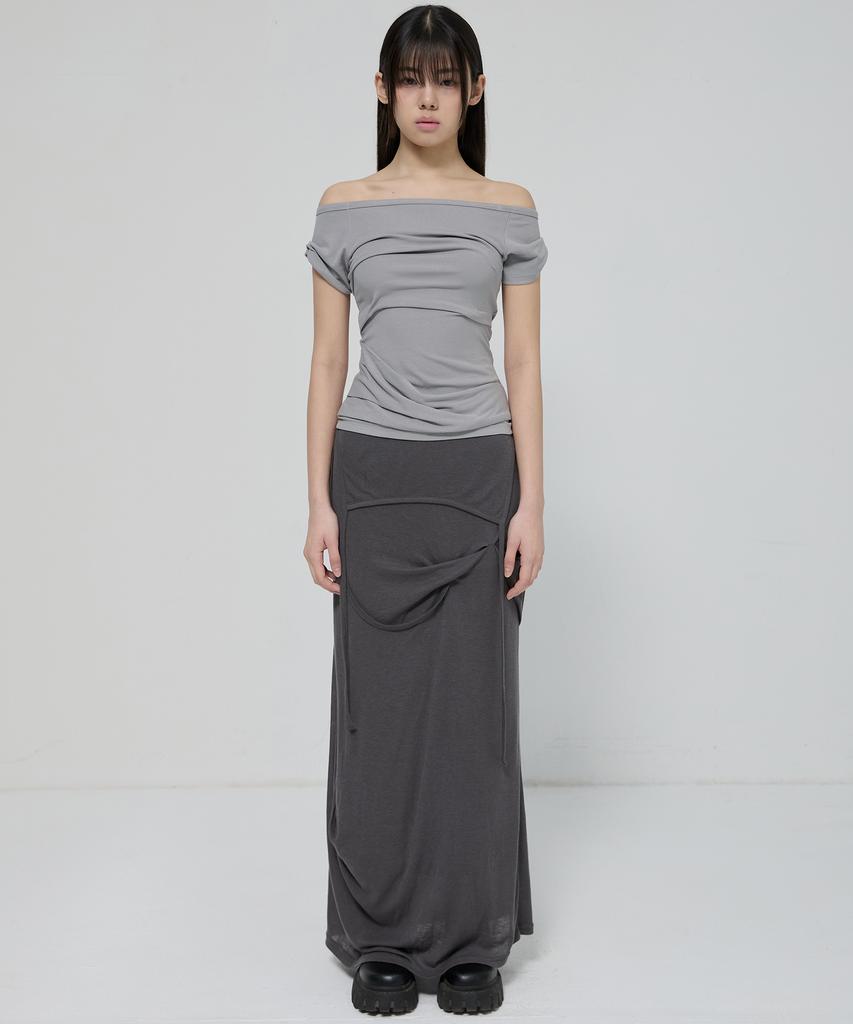 Peulleeoeob Draped Top (Fl-130_Gray)