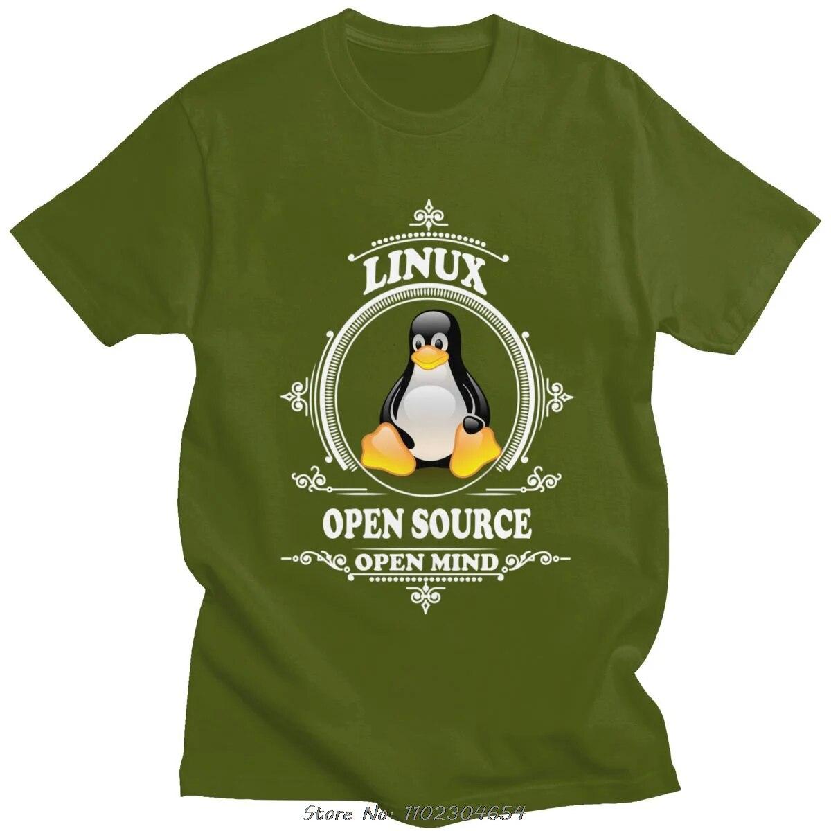 Забавная рубашка Linux с открытым исходным кодом, футболка с открытым разумом, унисекс, с коротким рукавом, с пингвином, разработчиком, программистом, Ccoder, футболки, футболка из 100% хлопка L