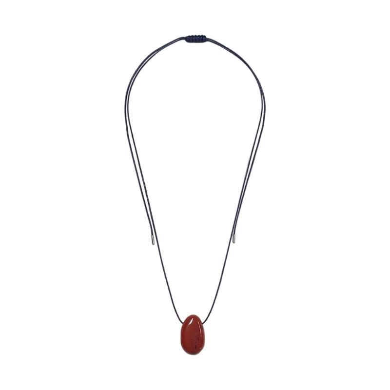 Handmade Irregular Stone Necklace with Adjustable Rope Cord Black Rope Sweater Chain for Daily Wear Comfortable Fit