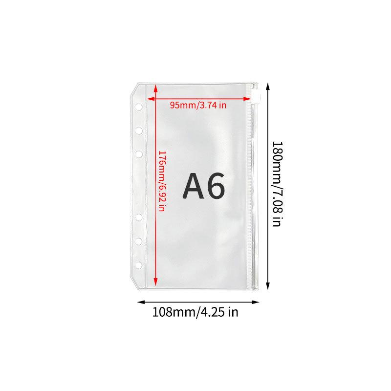 A5/A6 Transparent PVC Ring Binder Planner Cover with Snap Button and Multi-color Six-Hole Metal Clip