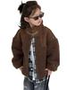 Korean Style Retro Lambswool Biker Jacket for Kids, 2025 Autumn/Winter