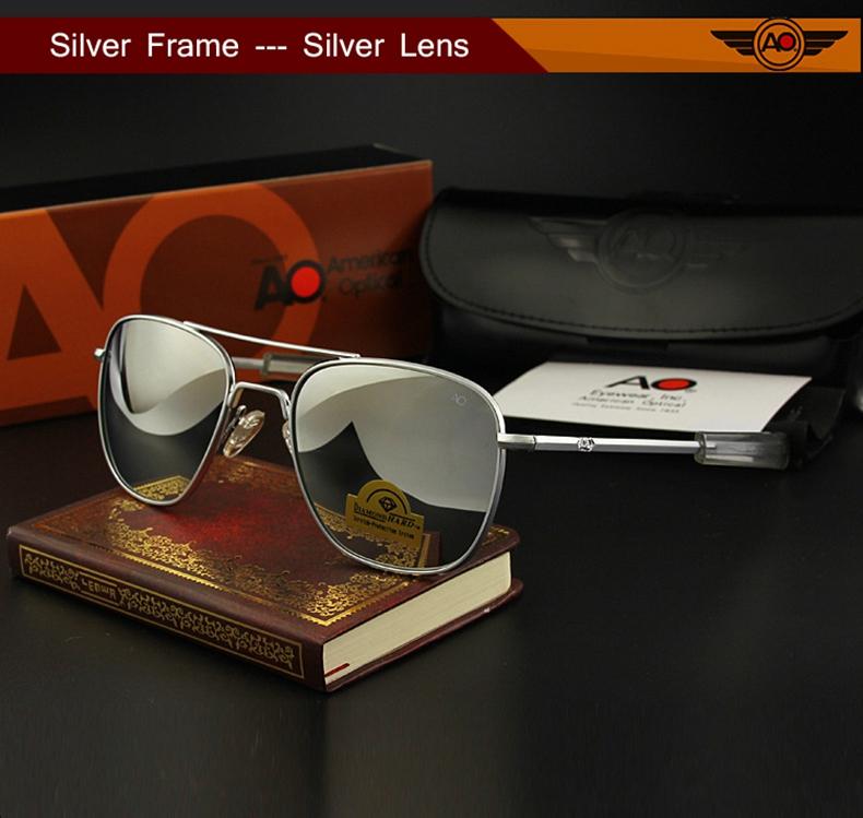 

Американские солнцезащитные очки AO, мужские армейские, военные, авиационные, солнцезащитные очки для пилотов, женские, роскошный брендовый дизайн, винтажные синие стеклянные линзы OP55 серебряный