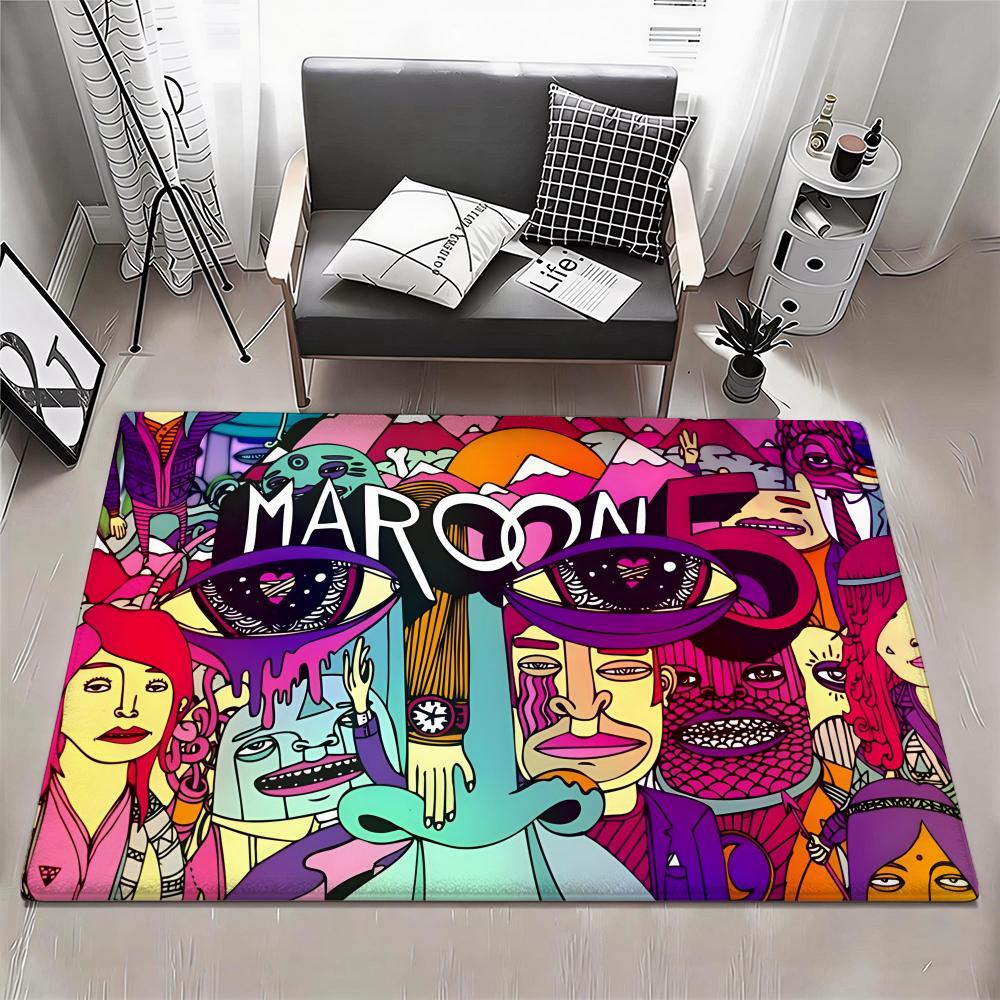 M Maroon 5 band Floor Mat Eco Flannel Doormat Non Slip Odorless Indoor Floor Rug Soft Short Plush Home Mat