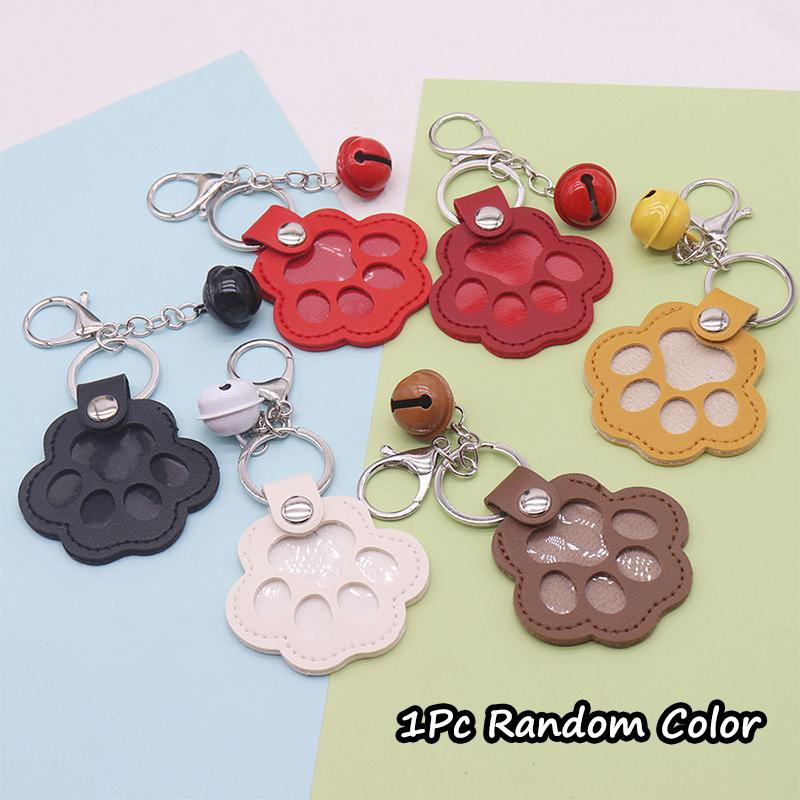 

Multifunctional Portable Paw Shaped PU Leather Keychain Commemorative Pet DIY Decoration Gifts Memorial Pet Hair Storage Bag