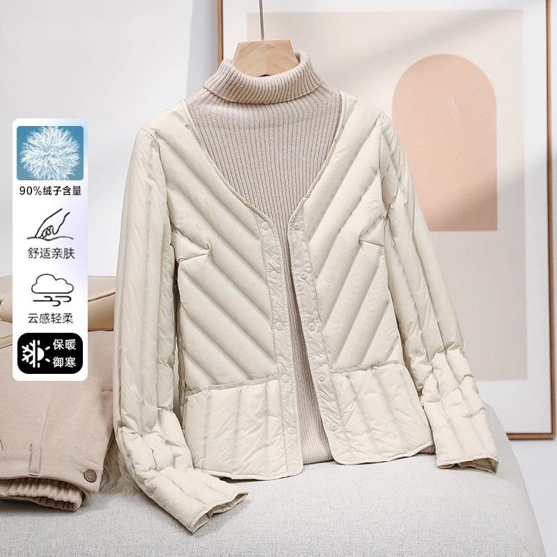 Light and Thin Down Women's New Liner Short Collarless, Light and Warm Inside, Bottom and Slim Spring and Autumn Coat
