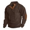 Men's Corduroy Button-Up Stand Collar Long Sleeve Sweatshirt