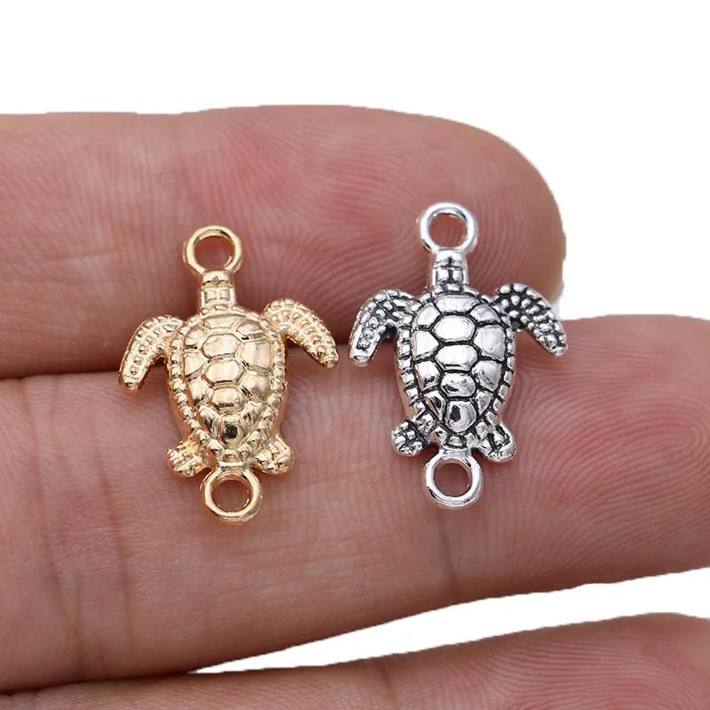 10Pcs Silver Plated Turtle Tortoise Charm Connectors For Jewelry Making Bracelet Findings Accessories Diy Craft