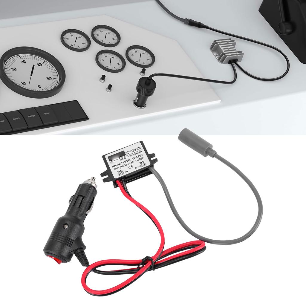 Car Adapter 12V 24V Step Up Converter to 30V 3.5A 16 AWG 30m Power Cord for RV Boat Trailer