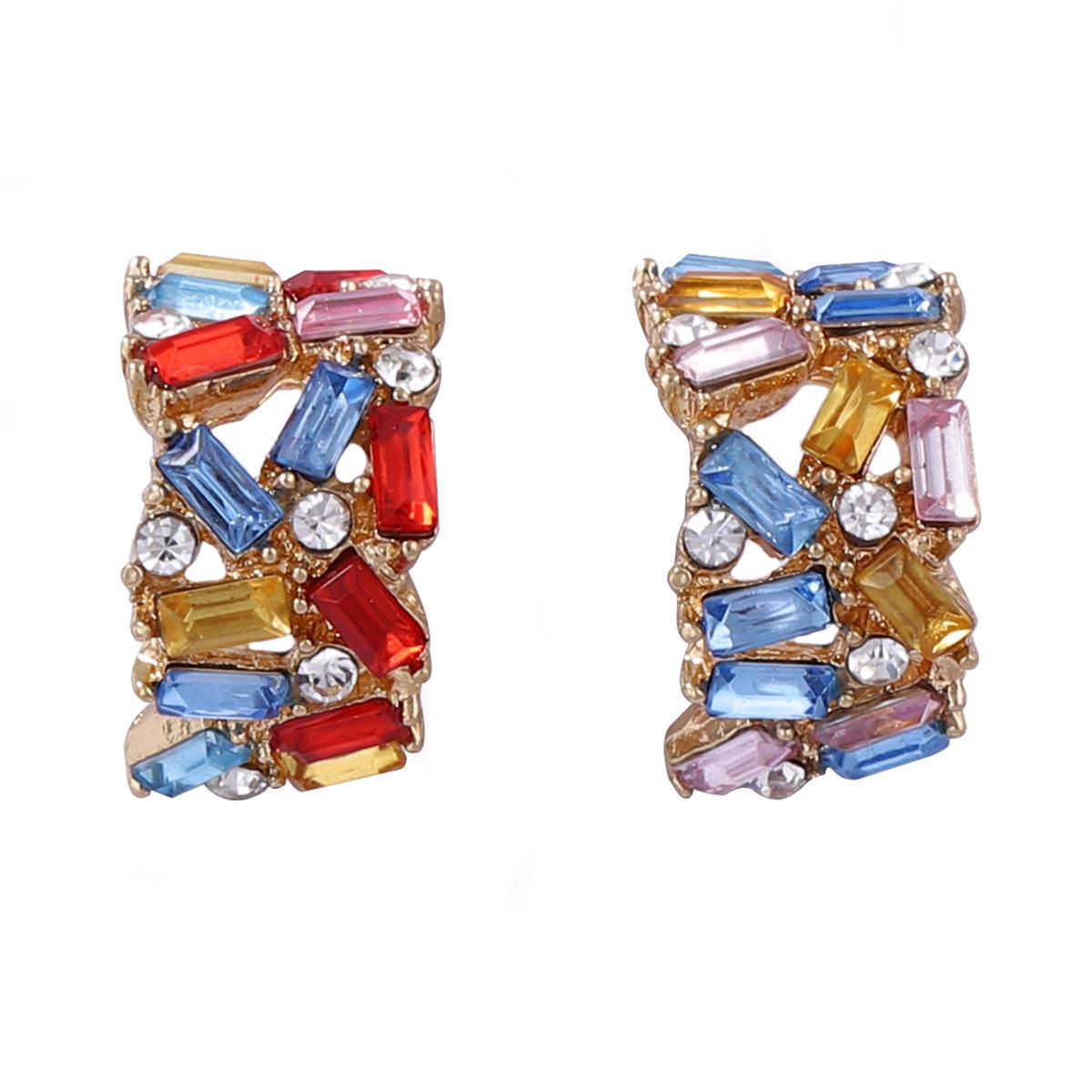 

Fashionable, exquisite and niche design sense alloy full diamond hollowed-out C-ring ear studs, elegant and everyday women s earrings