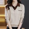 Navava Women Casual 2in1 Collar Long Sleeve Knit Top Nk2802