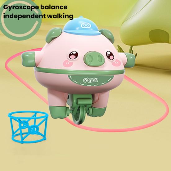 Unicycle Pig Toy Tightrope Walking Automatic Gyroscope Balance Electric  Piggy Toy Educational Toy Animal Tumbler Boys Girls
