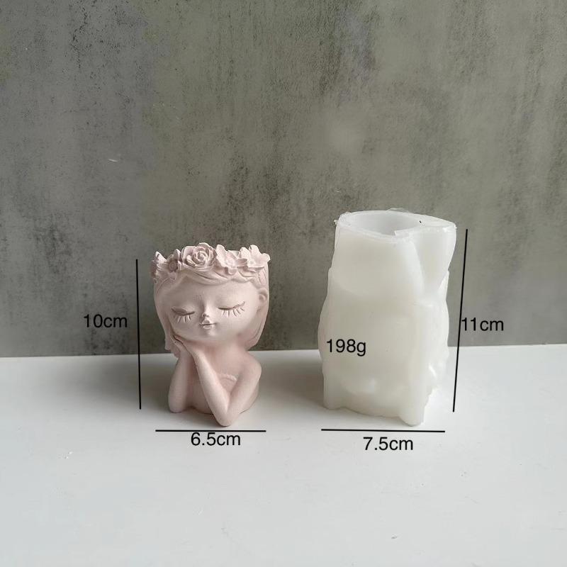 

Девушка в форме куклы, цветочный горшок, силиконовая форма, милый держатель для ручек, сделай сам, сочный горшок, растение, гипсовая цементная форма, форма для вазы B