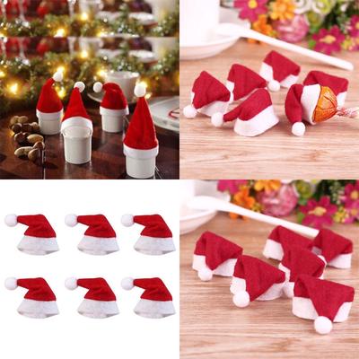 10pcs Christmas Hats Lollipop Covers Non-Woven Reusable Festive Tree Decor Party Centerpiece Table Decoration Ornaments Pendant