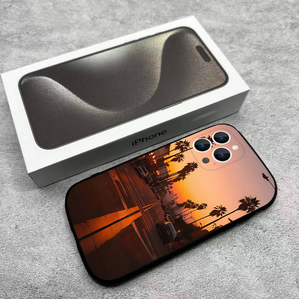 Travel Los Angeles California Phone Case For iPhone 17,16,15,14,13,12,Pro,Max,Plus,E,SE4,Air,Mini Black Soft Box