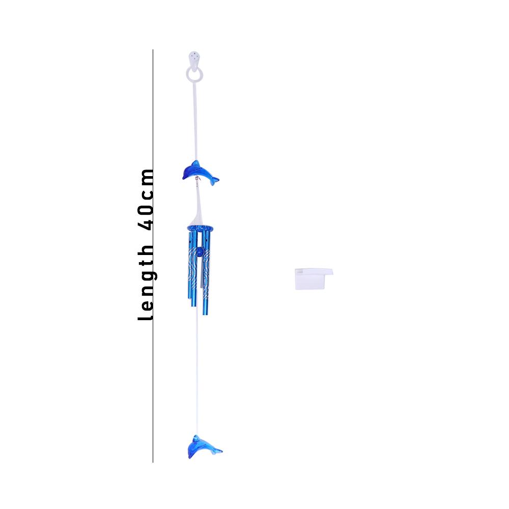 Hanging Decor 3 Colors Crystal Dolphin Bell Wind Chime 4 Metal Tubes Home Garden