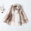 Black and white wool scarf women's autumn and winter long versatile thickened dual-purpose shawl grid