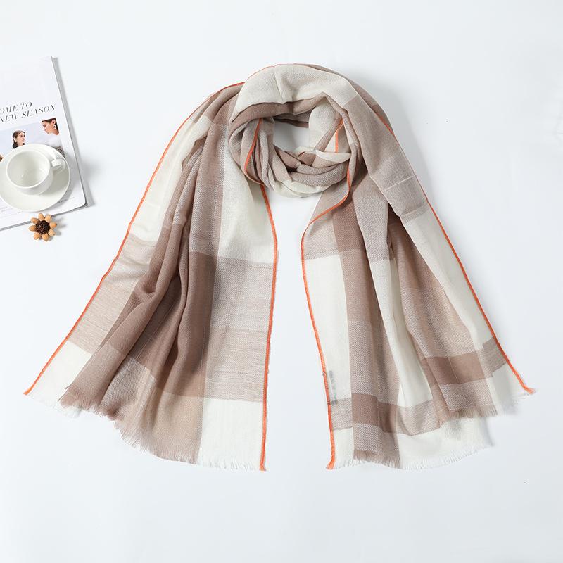Black and White Wool Scarf Women's Autumn and Winter Long Versatile Thickened Dual-purpose Shawl Grid
