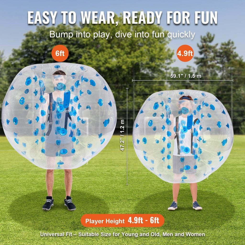 Inflatable Bumper Ball 1-Pack, 5FT/1.5M Body Sumo Zorb Balls for Teen & Adult, 0.8mm Thick PVC Human Hamster Bubble Balls for Outdoor Team Gaming