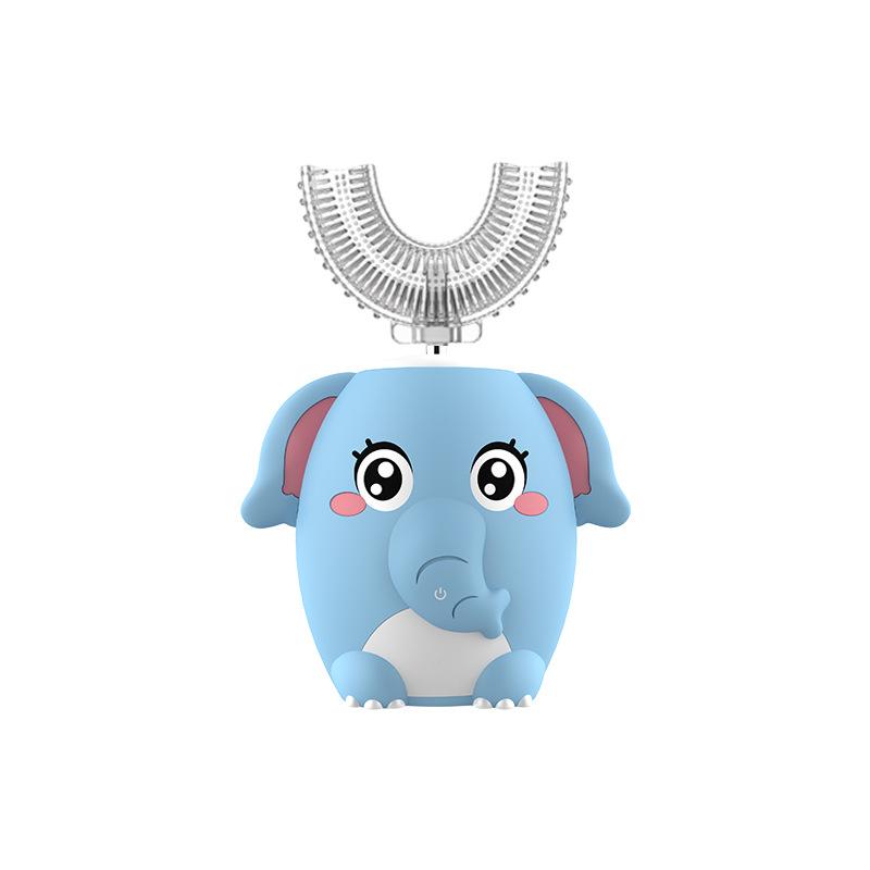 360 Degrees U Shaped Children Electric Toothbrush Cartoon for Kids Smart Automatic Sonic Toothbrush USB Charging Blue Light IPX7