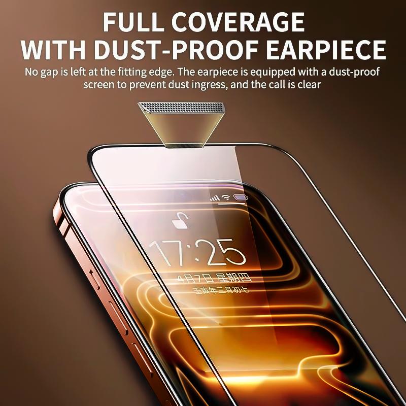 2 Peças 8k Hd Vidro Temperado Para Iphone 17 12 13 16 Pro Max Air 16e 14 15 Plus Protetor De Tela De Vidro Fácil Instalação Caixa Livre De Poeira