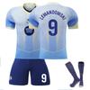Kits de Football Personnalisés Nom Adolescents Enfants Adultes 25/26 Barça Bleu #9 LEWANDOWSKI Ensemble Maillot d'Entraînement Sportif avec Chaussettes