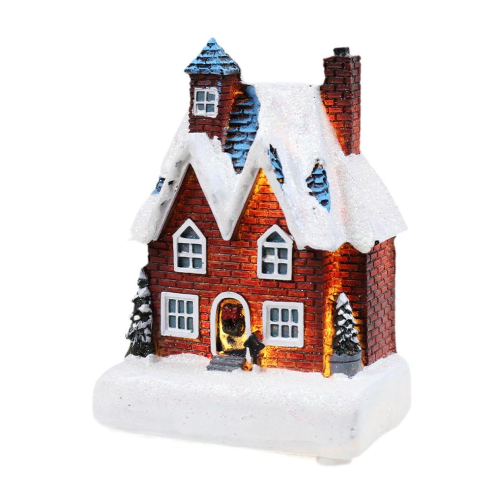 Lighted Up Christmas Village House Gift Decors LED Lighted Christmas Village for Home Indoor Outdoor Bookshelf Office Cabinet