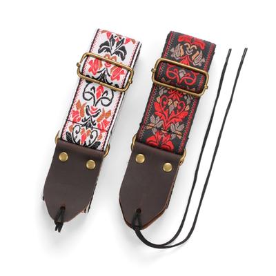 Adjustable Guitar Strap Embroidery Guitar Shoulder Strap Vintage Flower Guitar Strap Belt Musical Instrument Accessories