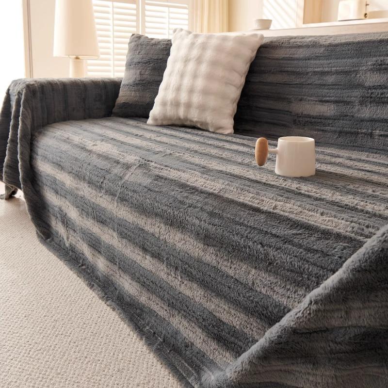 

Rabbit plush sofa cover cloth towel autumn and winter 2025 new thickened high-end full-cover non-slip sofa cushion blanket towel 180*130cm