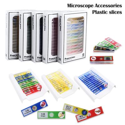 Microscope Slides 12 Pcs , Plastic Biological Specimen Biological Science Education for Student Microscopes Random Styles