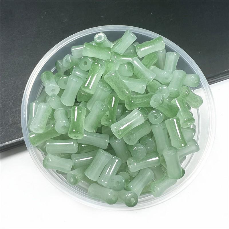Chinese Bamboo Joint Imitation Jade Glass Beads, 6x12mm, for DIY Handmade Bracelet/Necklace Accessories