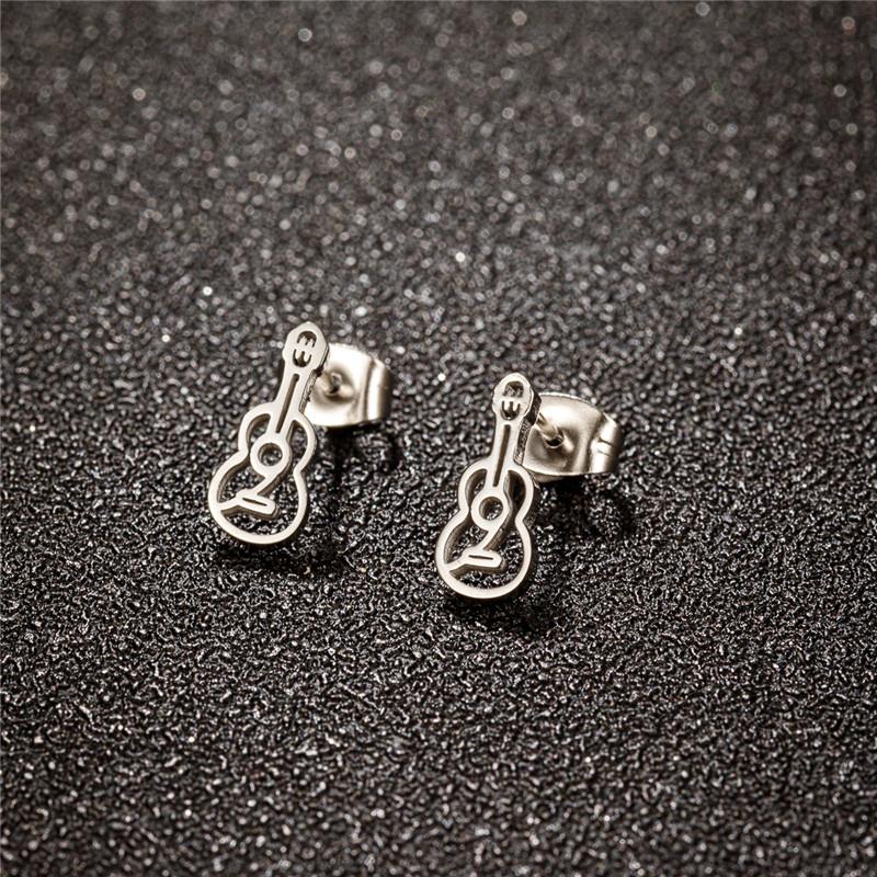 Hip-hop Stainless Steel Microphone Guitar Earring for Women Musical Ear Jewelry Girls Music Party Earrings Gift Accessories