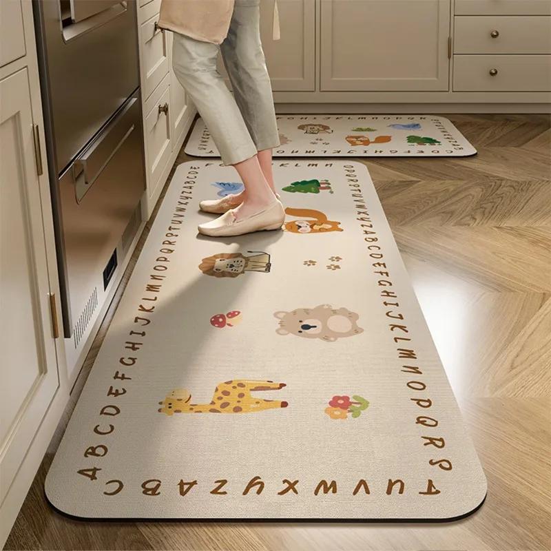 Cartoon Non-slip Floor Mat, Water-Absorbent, Absorbent Foot Mats, Non-slip Area Rug, Quick-Drying, Home Decoration, Kitchen