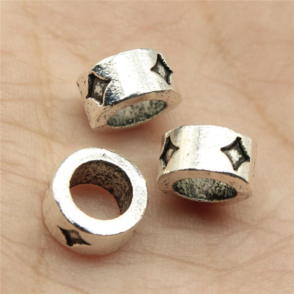 20 szt. Koraliki Dystansowe Zawieszki Kolor Antycznego Srebra Koraliki Dystansowe z Dużym Otworem Zawieszki Do Bransoletek Tworzenia Biżuterii