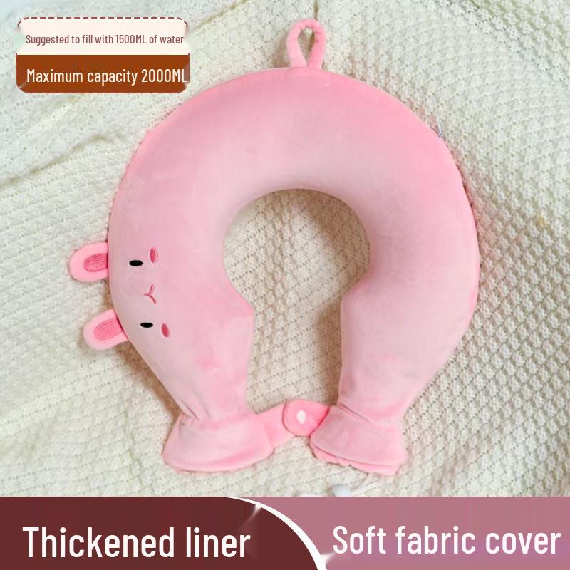 U-Shaped Neck Hot Water Bottle for Cervical Spine Relief, Plush PVC Heating Pad