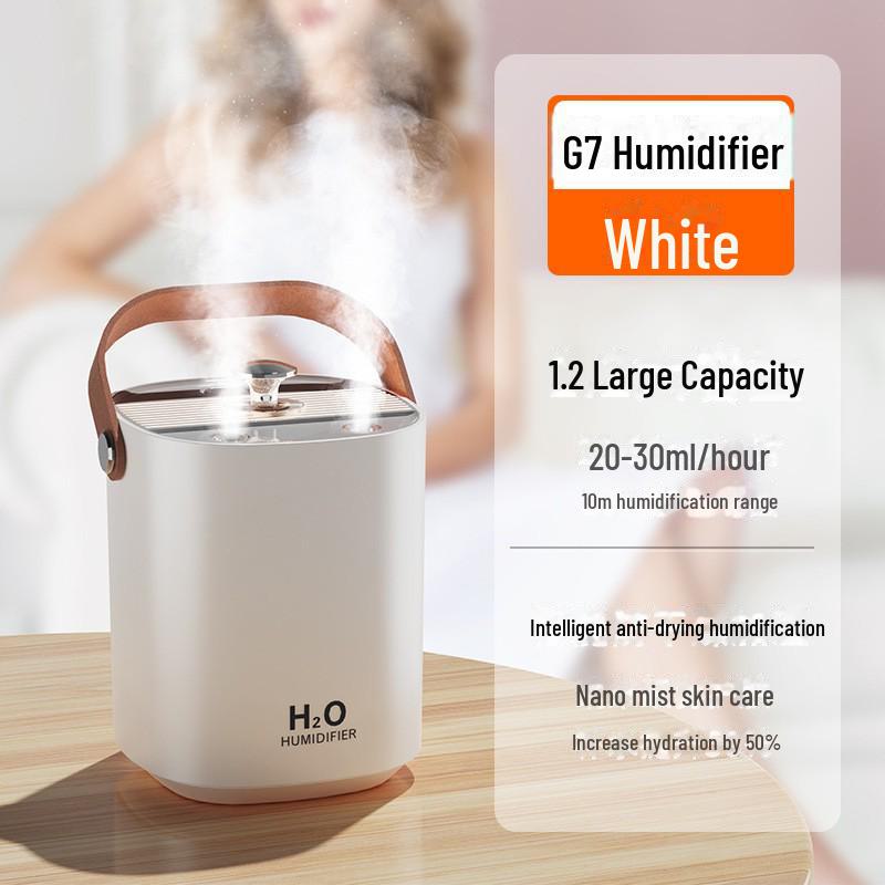 Umidificador de mesa silencioso de 1,2 L com spray duplo e carregamento USB